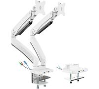 Support 2 Écran PC Moniteur, Lourd Premium Aluminium Bras Articulé Ressort à Gaz pour Double Écrans 17-35"", Hauteur Réglable Inclinaison Pivot et Fixation Bureau, Bras Supporte 15 kg par Bras