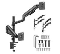 Support pour 2 écrans Ergo Office (17-32 Pouces) | Double vérin à gaz | VESA 75 x 75, 100 x 100, 2 x 10 kg | Réglage de la Hauteur, de la Rotation, de l'inclinaison | Montage sur Le Plateau de Table