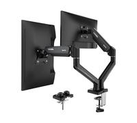 Support 2 pour écran d'ordinateur de 13 à 32 Pouces et jusqu'à 10kg, Rotation à 360°, Inclinaison de +90° à -45°, pivotement à 180°, Pince en C et Base à œillet,Câblage intégré, VESA 75&100mm