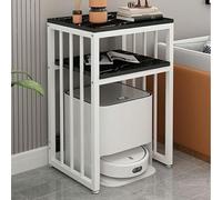 Support à 2 Niveaux pour aspirateur Robot avec Table latérale dissimulée, Armoire de Rangement pour Robots aspirateurs, Patins de Protection Inclus, Design Moderne (Noir et Blanc)