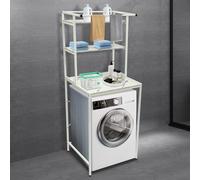 support à 3 étages, étagère pour machine à laver, étagère de salle de bain multifonctionnelle, blanc+marbre