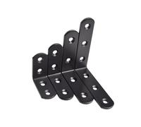 Support à Angle droit en acier inoxydable, 10 pièces, avec bloc fixe, fer noir forme de L for la connexion du matériel et des meubles pour Armoire de Meubles(Size 3)