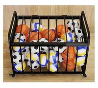 Support à ballons de basket, chariot à ballons robuste à roulettes avec roues verrouillables et couvercle, for la maison, l'école, la cour de récréation ou la salle de sport.(Black,100x60x75cm)