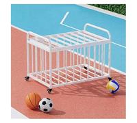 Support à ballons de basket, chariot à ballons robuste à roulettes avec roues verrouillables et couvercle, for la maison, l'école, la cour de récréation ou la salle de sport.(White,120x80x90cm)