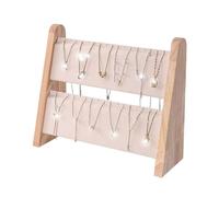 Support à bijoux 2-Tier Wooden Jewelry Display Stand with Velvet Présentoir | For Necklaces Earrings Bracelets
