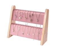 Support à bijoux 2-Tier Wooden Jewelry Display Stand with Velvet Présentoir | For Necklaces Earrings Bracelets