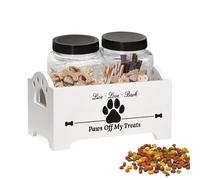 Support à biscuits pour chiot - Boîte à biscuits multifonctionnelle en bois pour chien | Design rustique hermétique, étagère de rangement pour animaux de compagnie, détails d'accès aux collations