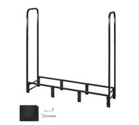 Support À Bois De Chauffage Avec Housse Imperméable-Duoku-Rangement Extérieur En Métal-Dimensions 1220 X 320 X 1180 Mm-Couvert Multicolore