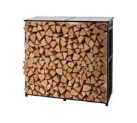 VEVOR Support à bois de chauffage avec toit incliné, range-bûches extérieur métal, 185 x 70 x 180 cm, capacité charge maximale 299,4 kg, abri de rangement thermolaqué, pour terrasse, cheminée, jardin