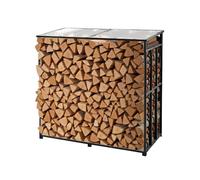VEVOR Support à bois de chauffage avec toit incliné, range-bûches extérieur métal, 143 x 70 x 143 cm, capacité charge maximale 299,4 kg, abri de rangement thermolaqué, pour terrasse, cheminée, jardin
