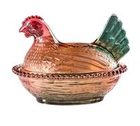 Support à bonbons au poulet - Assiette à bonbons au poulet avec couvercle, bocal en verre pour animaux de la ferme avec couvercle | Récipient de la bouchée de la volaille de la texture des