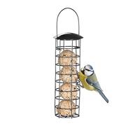 Support à Boules de Graisse pour Oiseaux Sauvages, Lot de 3, Suspendre, avec Toit, H x D : 31 x 8,5 cm, Noir