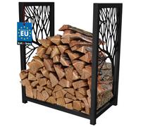 Support à bûches KOTARBAU® pour cheminée, en acier, décoratif, noir, 50 x 30 x 6