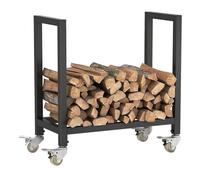 Support À Bûches Pour Cheminée Avec Roulettes，chariot À Bois Pour Cheminée D'intérieur Et D'extérieur，support de Rangement en Métal Pour Bûches de Bois de Chauffage，pour Terrasse Porche