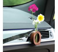 Support à clip pour vase de fleurs de voiture - Ornement en bois pour grille d'aération intérieure de voiture - Peut contenir des fleurs fraîches/séchées - Breloque décorative pour plantes