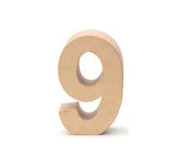 Support À Décorer En Papier Mâché - Chiffre 9 - H. 17.5 Cm
