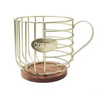Support à dosettes de café fonctionnel avec silhouette en forme de tasse pour un attrait visuel et pratique pour le rangement du comptoir (café doré)
