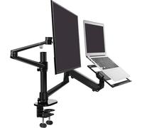 Support À Double Bras Pour Ordinateur Portable Et Moniteur - Bras Réglable À Gaz Pour Ordinateur Portable De 17 À 68,6 Cm (Noir)