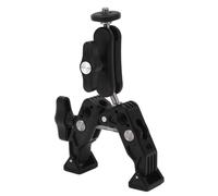 Support à double rotule avec pince de serrage renforcée, bras articulé extensible, patin anti-rayures robuste, angle de réglage flexible pour