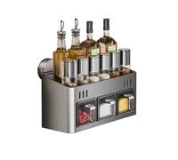 Support à épices étanche - Système de ventouse en acier inoxydable à double couche avec boîte de fermeture pour plan de travail, mur, cuisine