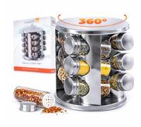 Support à épices rotatif Topanbieter999 - En acier inoxydable - 12 bocaux