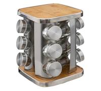 5five Carrousel à épices rotatif – acier inoxydable et bambou, 12 bocaux
