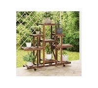 vidaXL Support à fleurs 110x25x101 cm en sapin massif avec roues pour plantes hautes