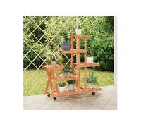 Vidaxl Support À Fleurs Avec Roues 95x25x101 Cm Bois Massif De Sapin