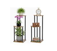 Support à fleurs - BOTLE - Étagère à plantes - Métal et bois - 3 niveaux - Hauteur 78 cm