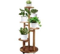Support à Fleurs en Bois avec poulie, Support d'intérieur Quatre Niveaux, présentoir de Balcon, Cadre décoratif, for Plantes Jardin, for
