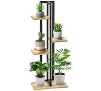 Support À Fleurs Style Industriel 4 Niveaux Métal Noir Bois Sapin Noir