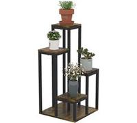 Outsunny Étagère à fleurs 4 niveaux, hauteurs différentes, acier 40×40×81 cm noir