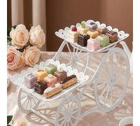 Support à gâteau à étages en dentelle blanche, support à dessert de style européen, idéal pour présenter des collations d'après-midi à l'intérieur. Idéal pour Noël, Thanksgiving, mariages, fêtes d'ann