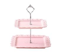 Support à gâteau, assiette à fruits, table basse de salon à double couche, assiette à bonbons, assiette à collation, assiette à fruits, présentoir à dessert pratique (couleur : rose-B)