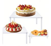 Support à gâteau carré transparent en acrylique, présentoir à gâteau pour mariage, fête, exposition de desserts Ensemble carré ABC,Carré C,Carré B,Carré AUnicolorePMMA