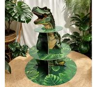 Support à gâteau jetable thème dinosaure à 3 niveaux, support à gâteau œuf de dinosaure, support à gâteau Tyrannosaure Rex, plateau à gâteau en papier, support à cupcakes, convient pour Halloween, ann