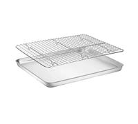 Support à gâteaux en acier inoxydable, grille amovible, support de refroidissement antiadhésif, cuisine, pain, biscuits, Pizza, plateau Pour GâTeaux(Set 26.5x20.5x2.5cm)