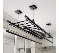 Support à linge télescopique pliable avec hauteur réglable pour le séchage intérieur et extérieur, design peu encombrant