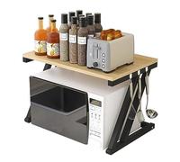 Support à micro-ondes à 2 niveaux - Comptoir de cuisine peu encombrant et solution de rangement pour four à micro-ondes Design robuste noir (56 x 37 x 37 cm)