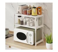 Support à micro-ondes à 2 niveaux et grille de four - Étagère autoportante pour comptoir de cuisine, unité de rangement peu encombrante pour épices et essentiels de cuisine micro-ondes