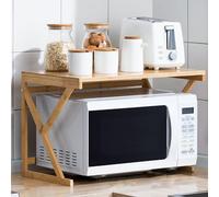 Support à micro-ondes en bois à 2 niveaux, organisateur de cuisine pour grille-pain et épices, solution de rangement peu encombrante pour la maison et le bureau