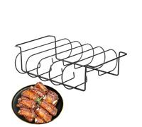 Support à nervures en acier au carbone, outil de cuisson pour barbecue 31,3 x 25,3 x 7,3 cm, revêtement antiadhésif, support à steak droit, cuisine et extérieur, antidérapant