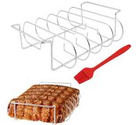 Support à nervures en acier inoxydable pour fumer et griller, peut contenir 5 grilles pour griller et barbecue, support de barbecue extérieur avec brosse à huile, support de fumoir anti-adhésif pour