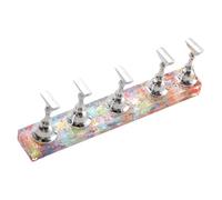 Support à ongles en acrylique de forme incurvée pour faux ongles avec plusieurs décorations irisées Motif flocon de neige