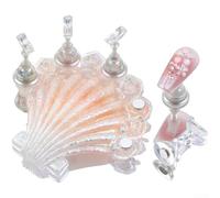 Support à ongles en acrylique en forme de coquillage Maintien sûr DIY (03) | Holographique pour la brillance, fixation magnétique, travail précis, taille 6,7 cm, couleur violette