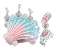 Support à ongles en acrylique en forme de coquillage Maintien sûr DIY (04) | Holographique pour la brillance, fixation magnétique, travail précis, taille 6,7 cm, couleur violette