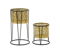 Mauro Ferretti Vase Leavy Coppia – lot de 2 doré 21x40-19x22 cm
