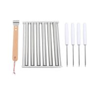 Support à rouleaux pour saucisses Hot Dog en acier inoxydable, cuiseur vapeur détachable avec manche en bois Extra Long, 4 brochettes, 6 bâtons, outils de barbecue L