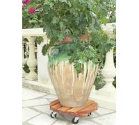 Support à roulettes bois rond ""Flora Roll Lasure"" - 40 cm