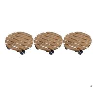 Support à roulettes en bois pour plantes d'intérieur (Lot de 3)